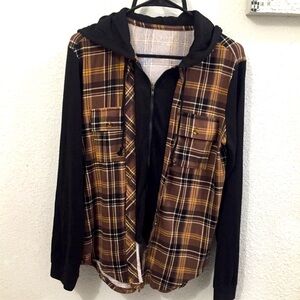 No boundaries zip up flannel hoodie